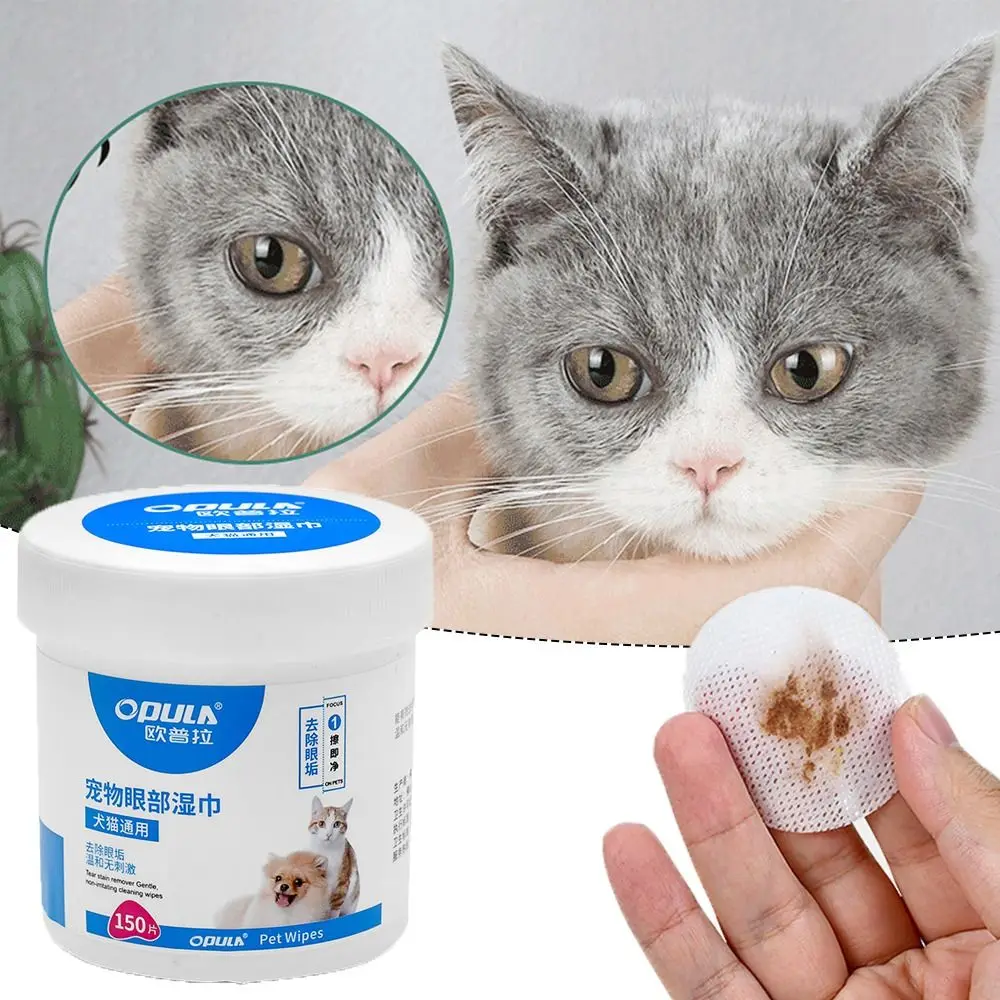 150Pcs Pet Eye Wipes Cats And Dogs Tearmark Wet Wipes Dog Cat Eyes Ears Cleaning Paper Towels Cats And Dogs Universal No Irr