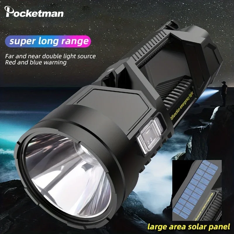 Most Powerful XHP70 LED Work Light Solar Charging Searchlight USB Rechargeable Flashlight Camping Lantern Torch Spotlight