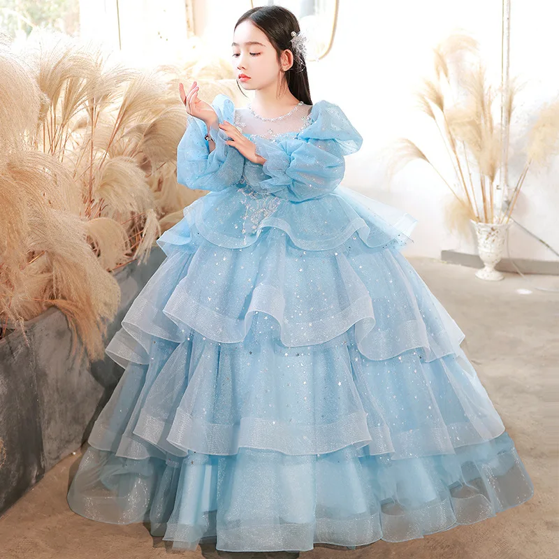 

Girls First Communion Dress Flower Girl Wedding Dresses for Kids Piano Performance Vestidos Children Pageant Ball Gown