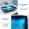 KEMAIDI Big Tempered Glass Basin Sink Washbasin Bathroom Vessel Sinks Counter Top Bowl Washroom Vessel Vanity Sink Faucet Set 4