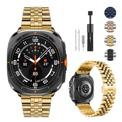 Premium Stainless Steel Metal Watch Strap - Five Baht Design - Galaxy watch 8 40mm (Golden)