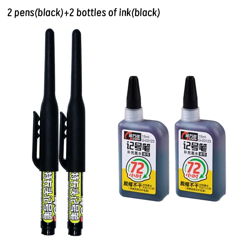 Waterproof Long Nib Deep Hole Marker Pen for Woodworking - Black/Blue/Red Ink