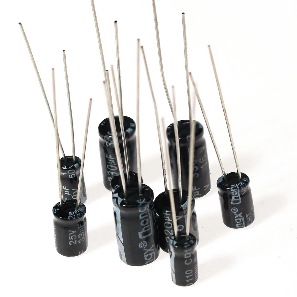 120pcs 12 Values Aluminum Electrolytic Capacitor Assortment Kit Pack 16V 25V 50V 1uF~470uF Diy Electronic Components Package