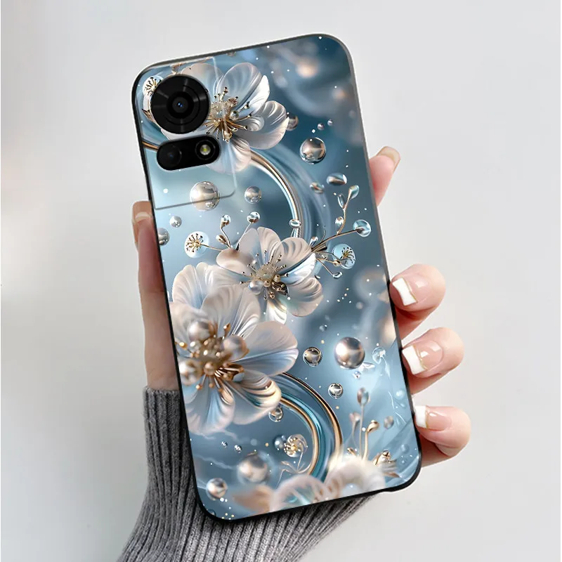Luxury Butterfly Flowers Black Shockproof Soft Silicone Bumper Phone Case