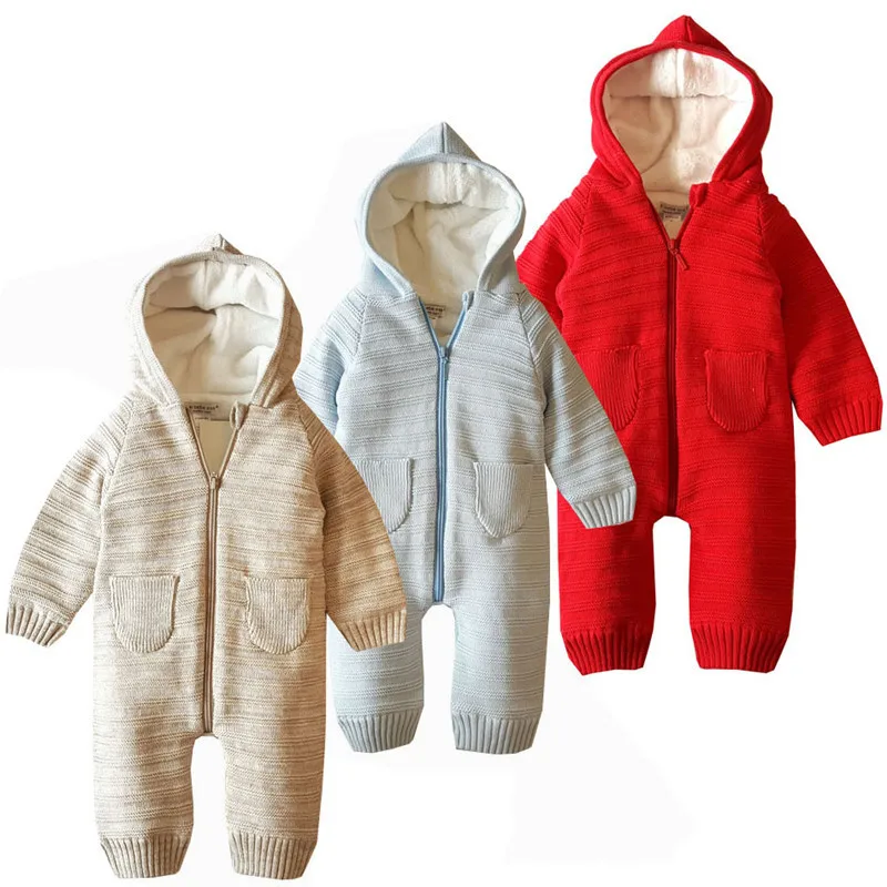 

Baby Winter Thickening Conjoined Clothing Baby Warm Thickened Zipper Pure Cotton Baby Conjoined