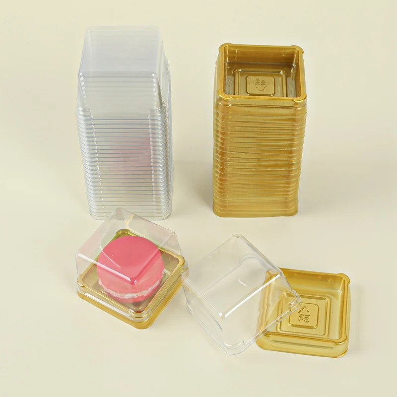 50 stücke Mini quadratische Dessert Kuchen Box Container transparente Cupcake Back verpackungen Boxen Hochzeits feier liefert Geburtstags geschenk box – Detail 5