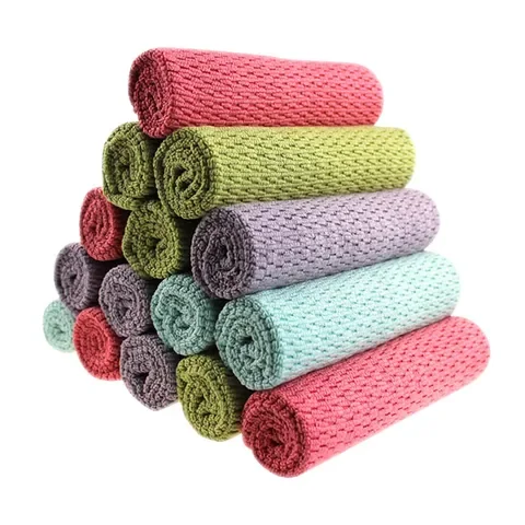 

Household Cleaning Cloth Microfiber 1Pcs Dish Towel Wiping Rags for Kitchen Supplies 4Colors Anti-grease