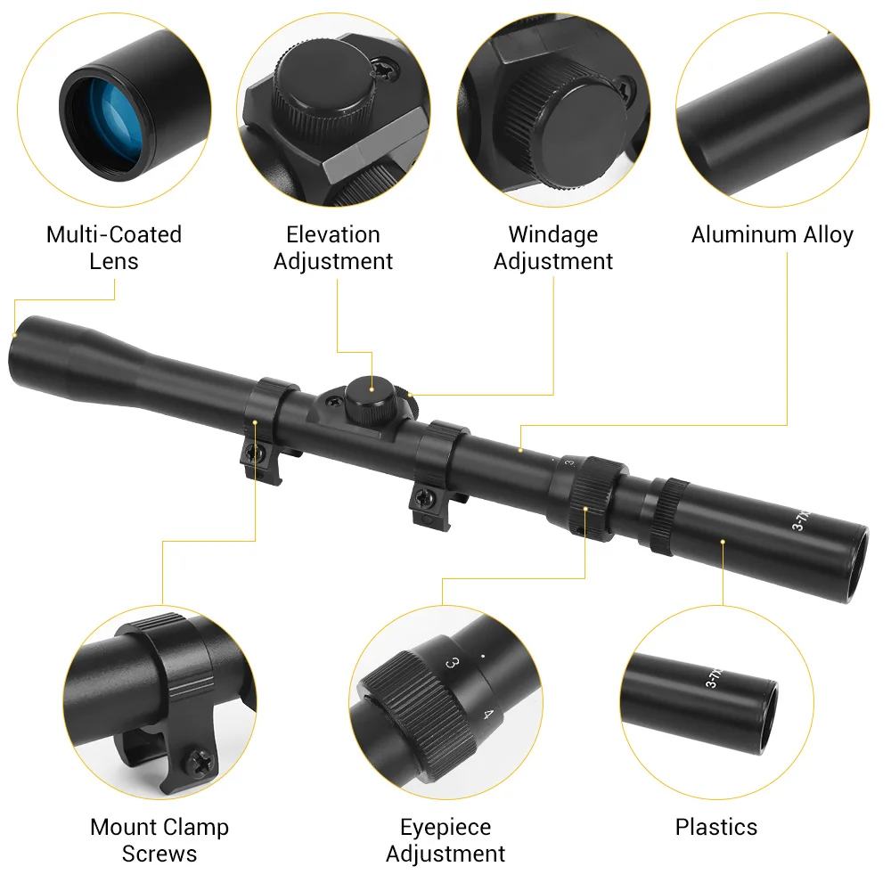 Rifle Scope Tactical Optics Crosshair Sight 4x20/4x28/3-7x20/3-7x28 for 11mm Dovetail Rail