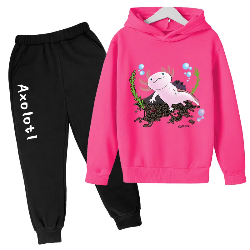 Printing Axolotl Hoodie Sets children Clothing Suit baby boys girls Top +pants 2p Fall little girl Wear Kids Sweatshirts Gift baby Children Clothing Sets