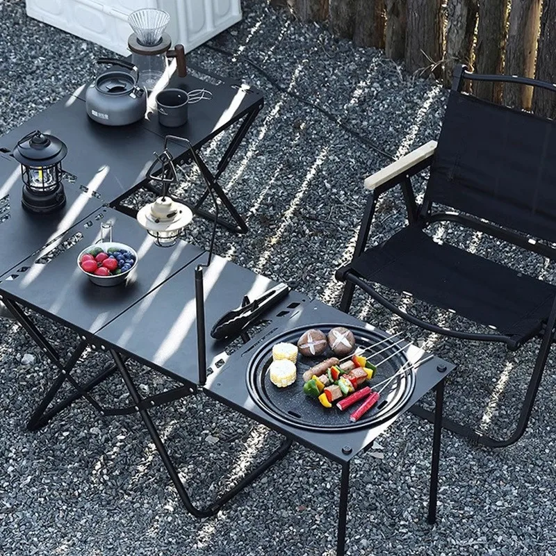 Multi Functional Outdoor Folding Table for Self Driving and Hiking Convenient Metal Small Table Can Be Spliced To Hang Items