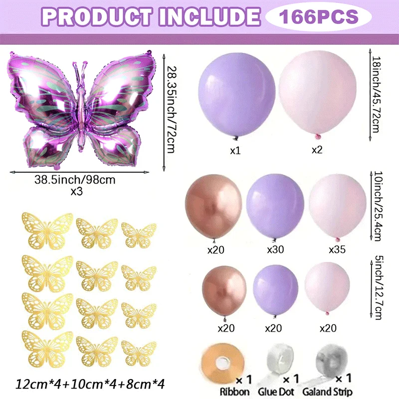Anniversaire Stitch Décoration Anniversaire 1 An - Set Ballons Roses/Violets Papillon Avec Bannière Ballon Anniversaire 1 An Fille