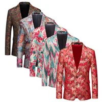 One Button Jacquard Suit Men's Clothing Fashion Men Luxury Party Stage Wedding Trend Red Dress Slim Fit Blazer Jacket 1