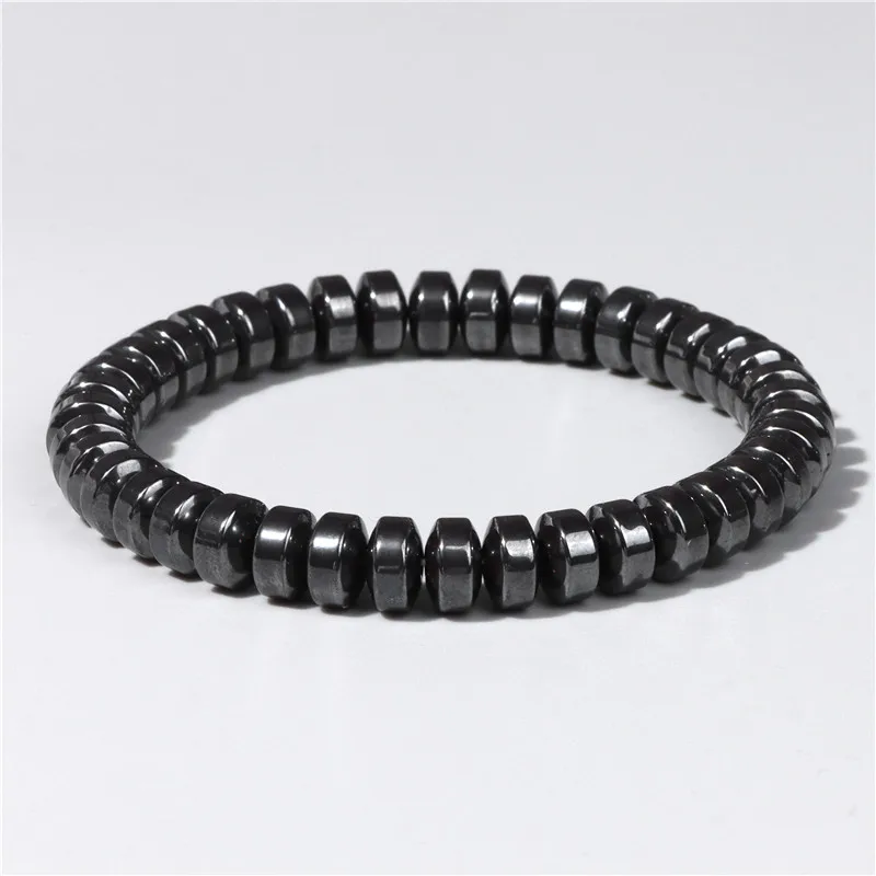 Weight Loss Bracelet Men Black Hematite Beads Bracelets No-magnetic Natural Stone Elastic Health Care Bracelet Women Jewelry