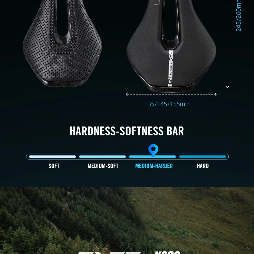 RYET 3D-gedruckter Carbon-Fahrradsattel 245 x 135/145 mm für MTB Gravel Rennrad Ergonomischer Rennsattel Hollow Tech Fahrradsitz – Detail 5
