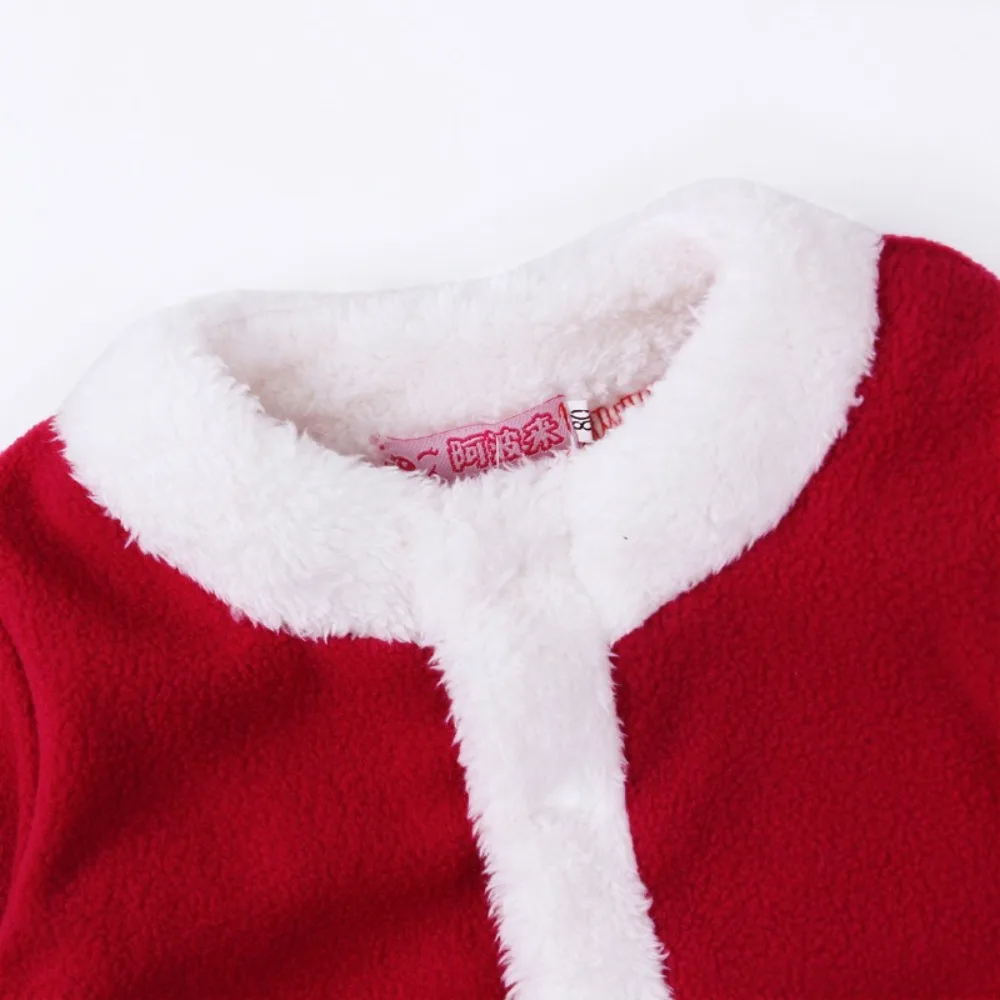 2024 New Year Christmas Clothes Santa Claus Soft Cosplay Costume Red Xmas Suit Toddler Girl Dress Set Infant Winter Outwear