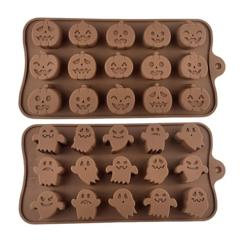 Halloween Cookie Mould Silicone Chocolate Molds Skull Ghost Pumpkin Design Halloween Molds Dessert Baking Tools Cake
