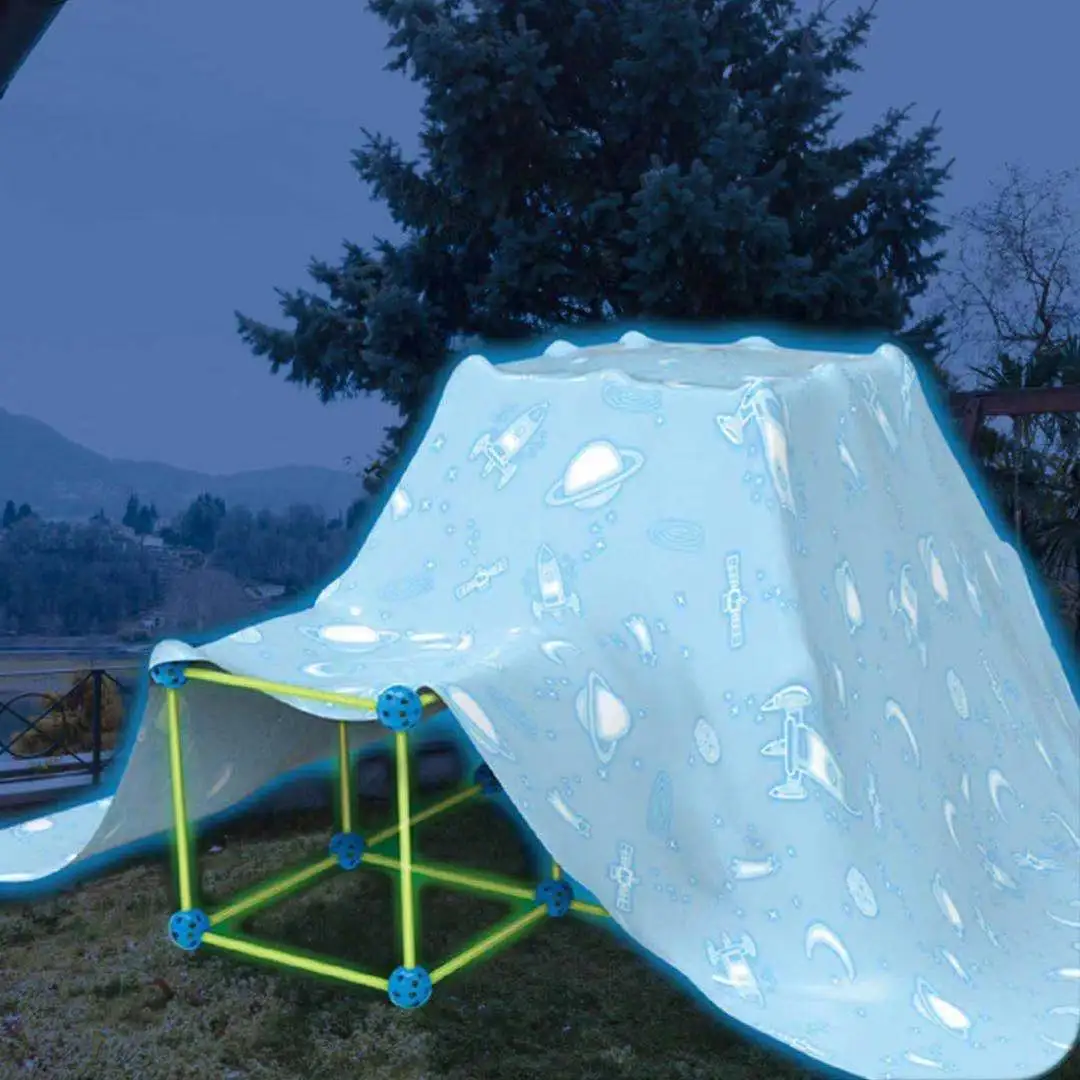 3D Construction Toys Fort Play Tent Child DIY Fort Building Tunnel Play Tent Indoor in The Dark Fort Building Kit for Kids Gift 3