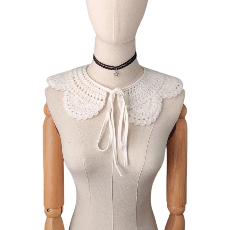 

New White Shawl for Doll Fake Collar Female Shirt False Collars Crochet Detachab