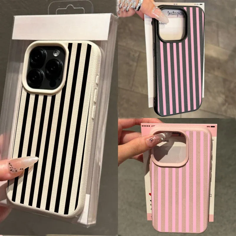 Colorful Lychee Stripe Protective Phone Case