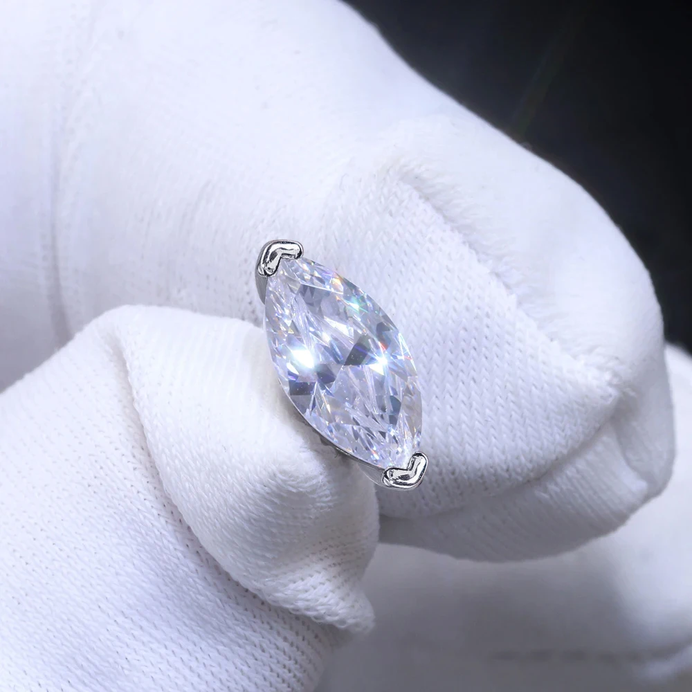 Orecchini a bottone Moissanite da 0.5-2 carati per donna orecchini con diamanti tagliati a Marquise con certificati GRA orecchini a bottone in argento Sterling 925