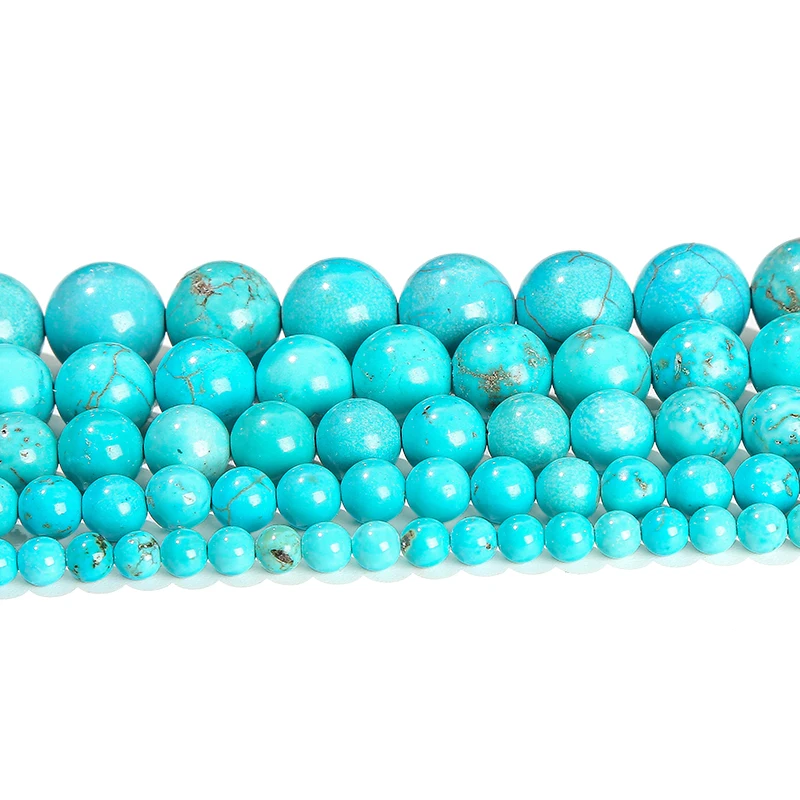 Natural Blue Turquoise Round Spacer Beads for Jewelry Making & DIY Crafts