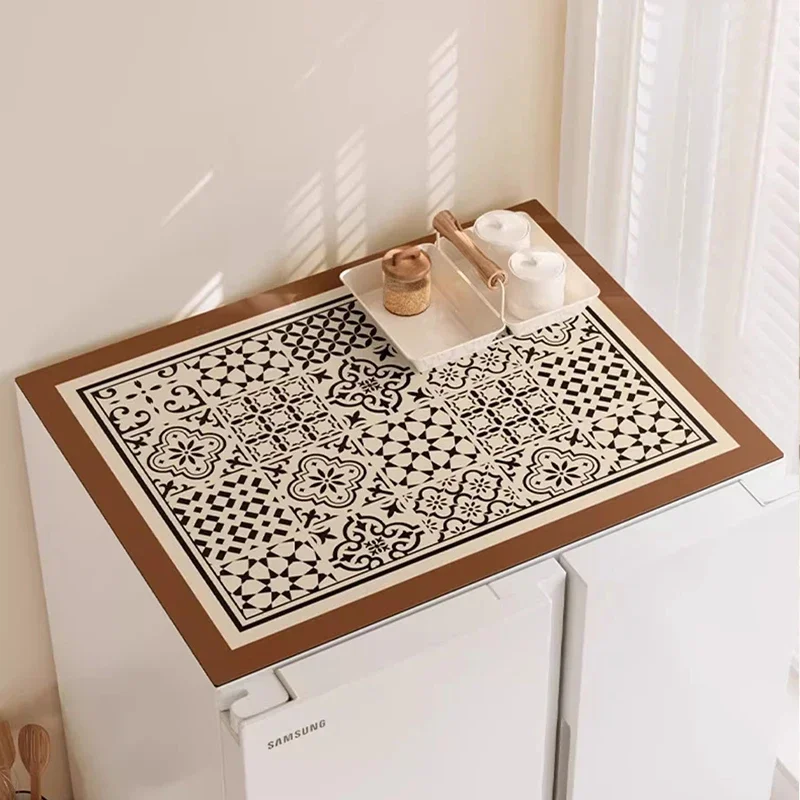 Retro Washing Machine Dust Proof Mat Refrigerator Dust Mats Kitchen Placemat Bathroom Rugs Dust-proof Drain Pad Coffee Table Pad washing machine cover absorbent table mat