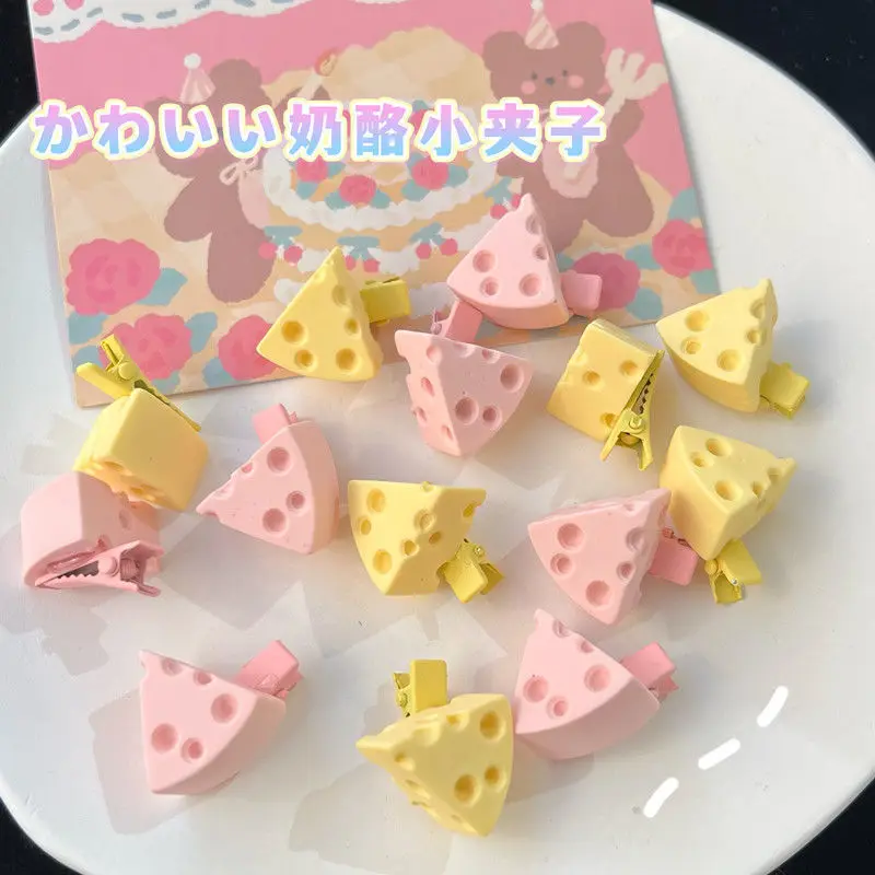 

10 Pcs/Lot Girls Small Cheese Hair Clips Pink Yellow Cute Hairpin Barrettes Snap Clips For Women Fashion Accessories