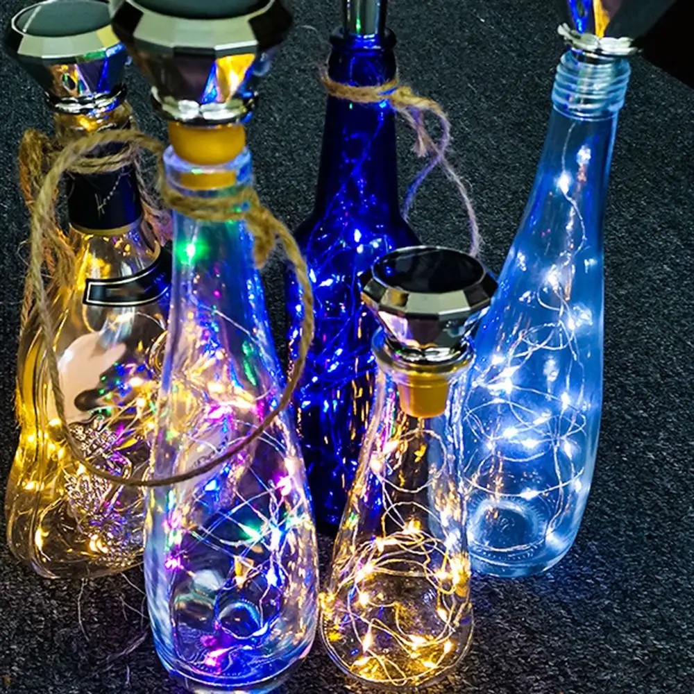 Wine Bottle Light Wine Bottle Lamp Diamond Shape Solar Night Light Starry for Wedding Party Decor Fairy Copper Wire String