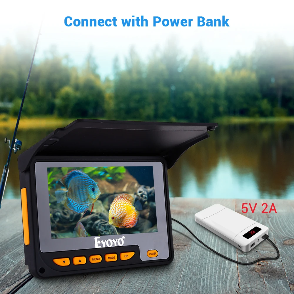 Eyoyo-Fish Finder with DVR Function,LED Controllable Fishing Camera,150&deg; View Angle,10H Work Time Low Temperature Endurance,4.3"