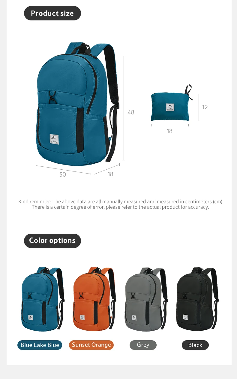 Naturehike Cloudy Goose Rucksack 18L 22L 25L 30L Klapprucksack Leichte wasserdichte Männer Frauen Outdoor Wandern Umhängetaschen – Detail 19