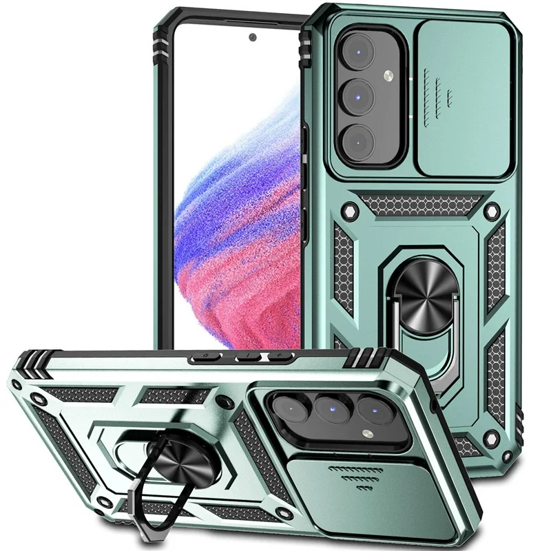 Military Grade Armor Protective Kickstand Cover with Slide Camera Lens Protection