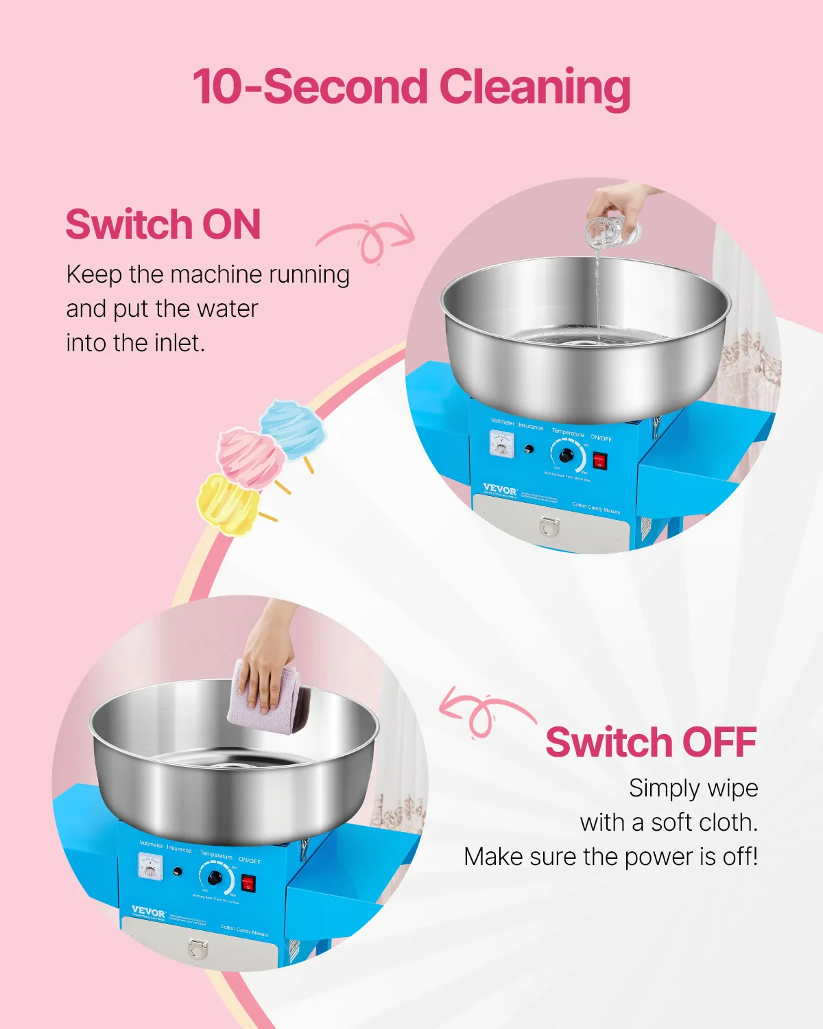 Commercial Cotton Candy Machine with Stainless Steel Bowl