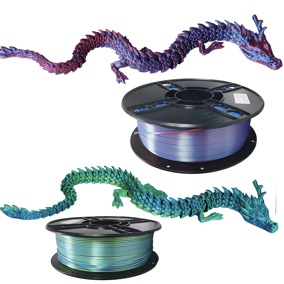 듀얼 컬러 필라멘트 PLA 1kg 3D 투톤 필라멘트 실크 PLA 3D 인쇄용 Duotone PLA 1.75mm Plasctic 소재 PLA 필라멘트