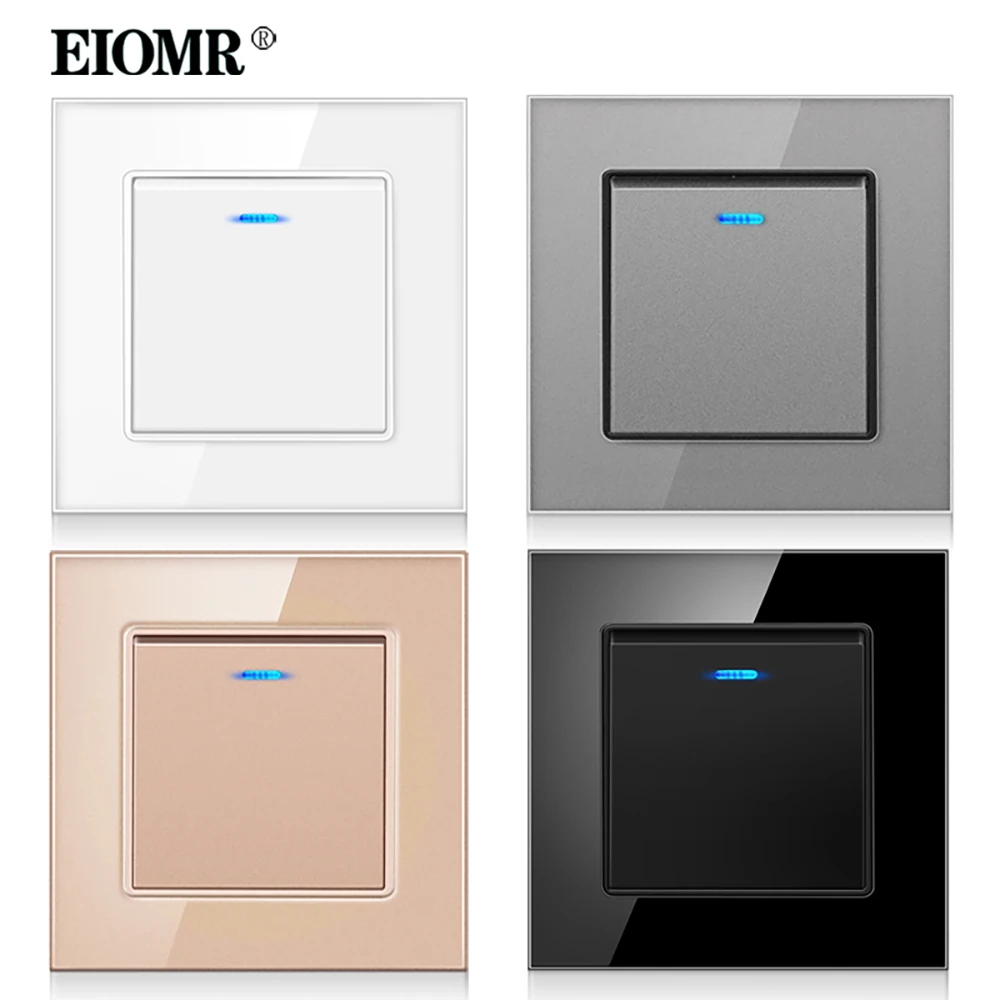 Eomr Eu Uk Standard Wall Light Switch1 Gang 1/2 Way Light Switch On / Off Wall Rocker Switch Con Indicatore Led 16A Ac 250V