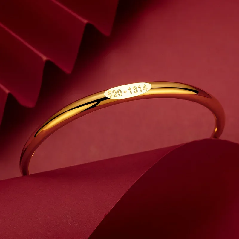 

Simple Smooth 999 Gold Bangles for Women Love Bracelet Is A Must for Luxury Gifts Jewelry Party Gothic Girl Bracelets