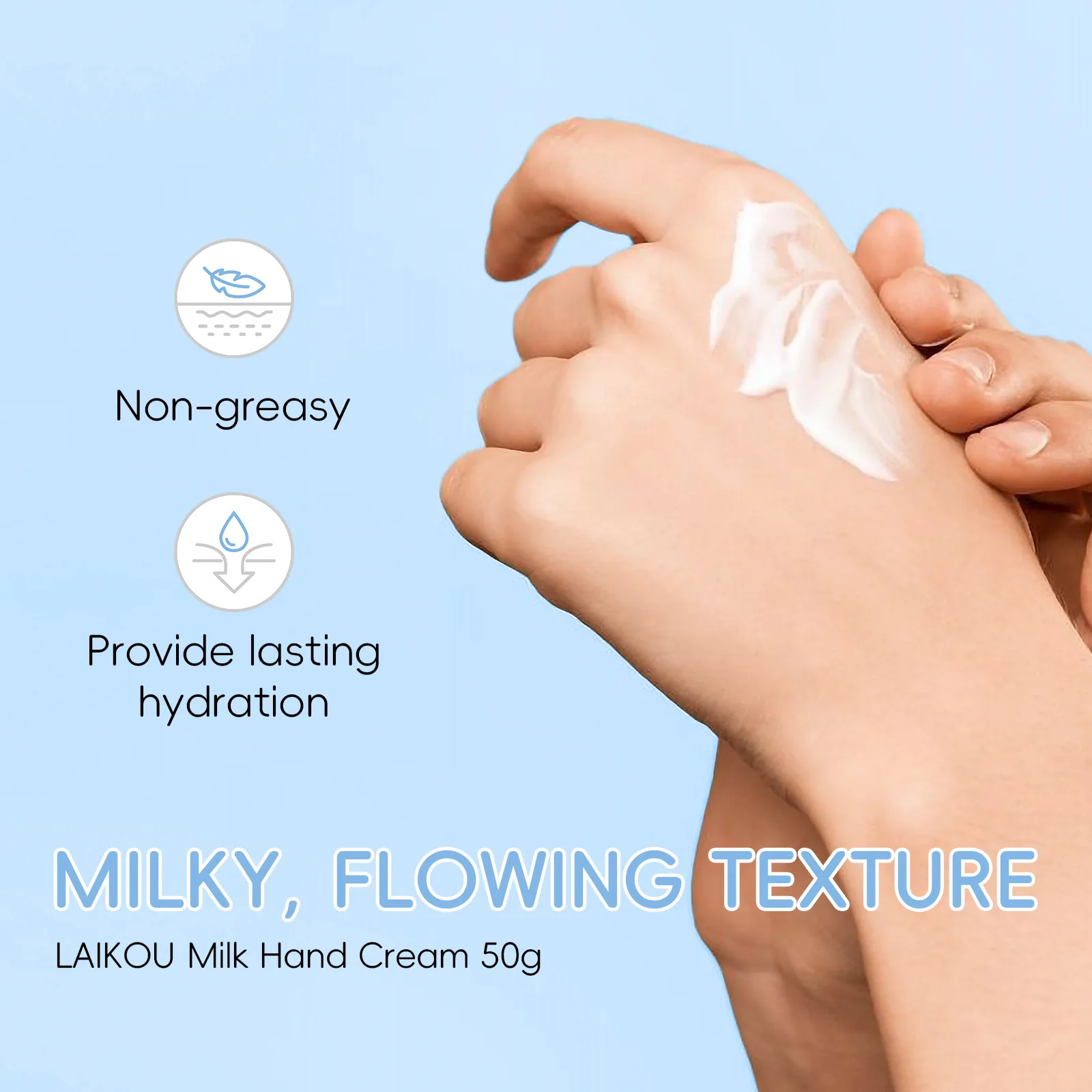 LAIKOU Milk Hand Cream Intensive Hydration Fast-Absorbing Smoothing Repair Dry Cracked Skin Vitamin C Enriched