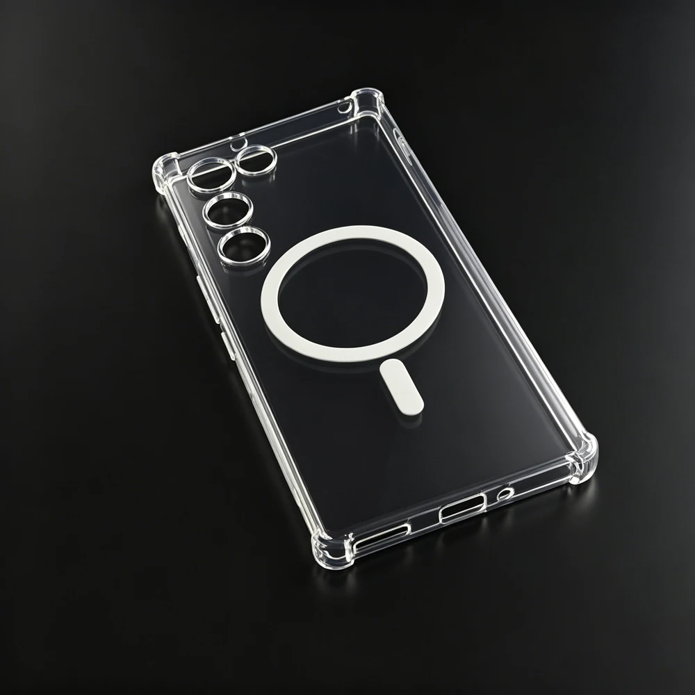 Transparent TPU Shockproof Magnetic Case - Golden