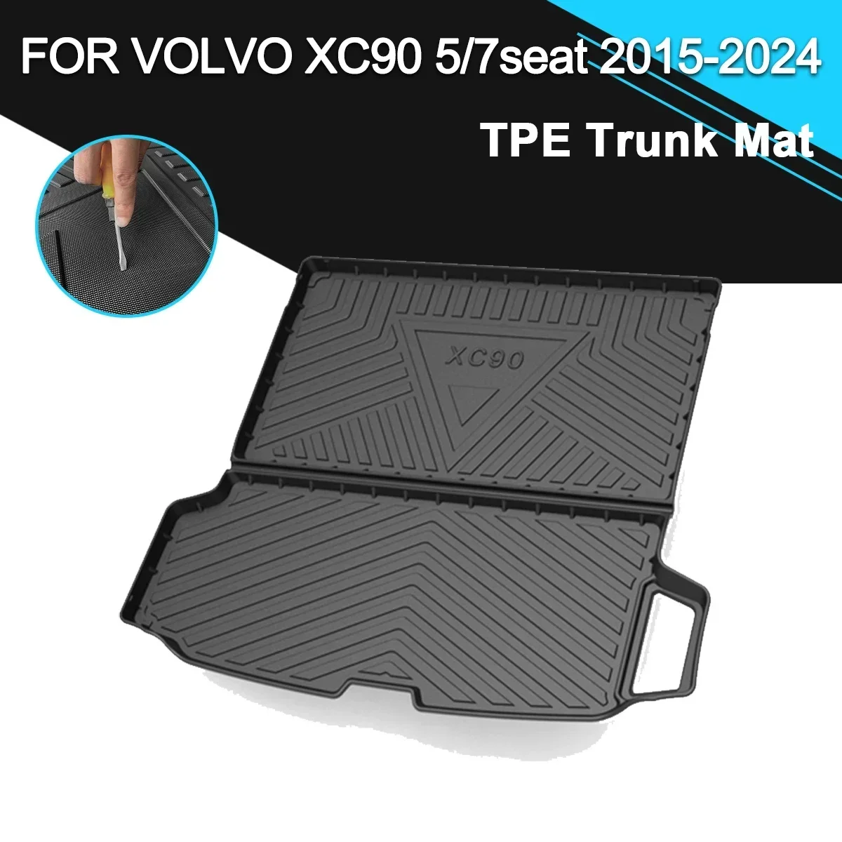 

Car Rear Trunk Cover Mat Rubber TPE Waterproof Non-Slip Cargo Liner Accessories For Volvo XC90 5/7 Seater 2015-2024