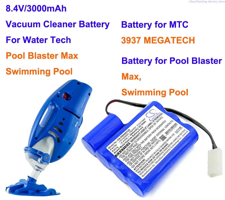 

OrangeYu 3000mAh Pool Vacuum Cleaner Battery for MTC 3937 MEGATECH, For Water Tech/Pool Blaster Max, Swimming Pool