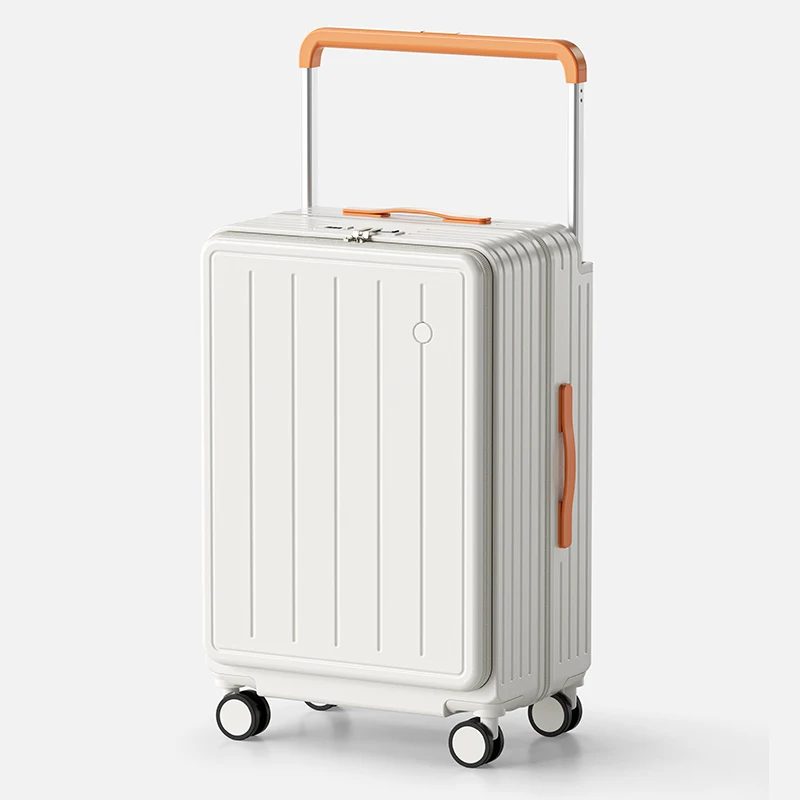 Front Opening Suitcase Thickened Aluminum Frame Rolling Luggage 20/28 inches Suitcase Set 3 Pieces with Cup Holder