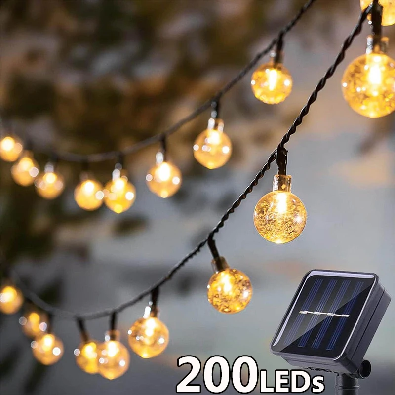 Solar String Lights Outdoor Crystal Fairy Light Chritmas Garland 8 Modes Waterproof Patio Light for Garden Party Decor 1