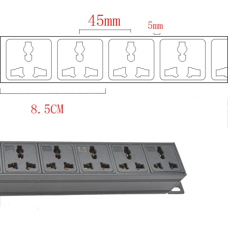 C14 port PDU power strip 10A Universal socket Network Cabinet S5d896921b5444d1a8eb3e59aa062538b1