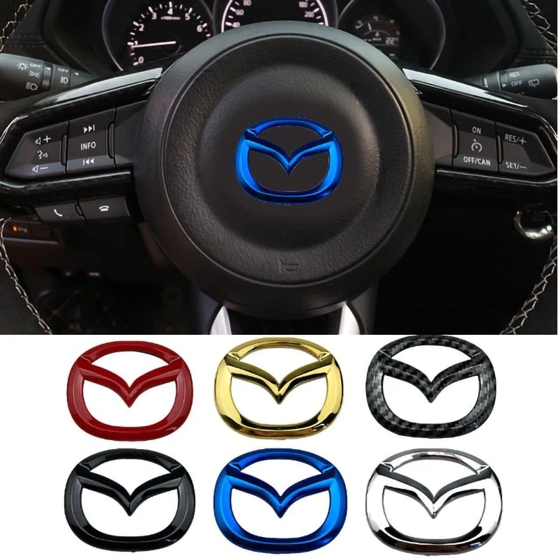 1pc ABS Car Steering Wheel Center Emblem Sticker For Mazda MX-5 2 5 3 6 CX-8 CX-3 CX-5 CX-7 MS RX-8 Axela 8 Interior Decoration 1