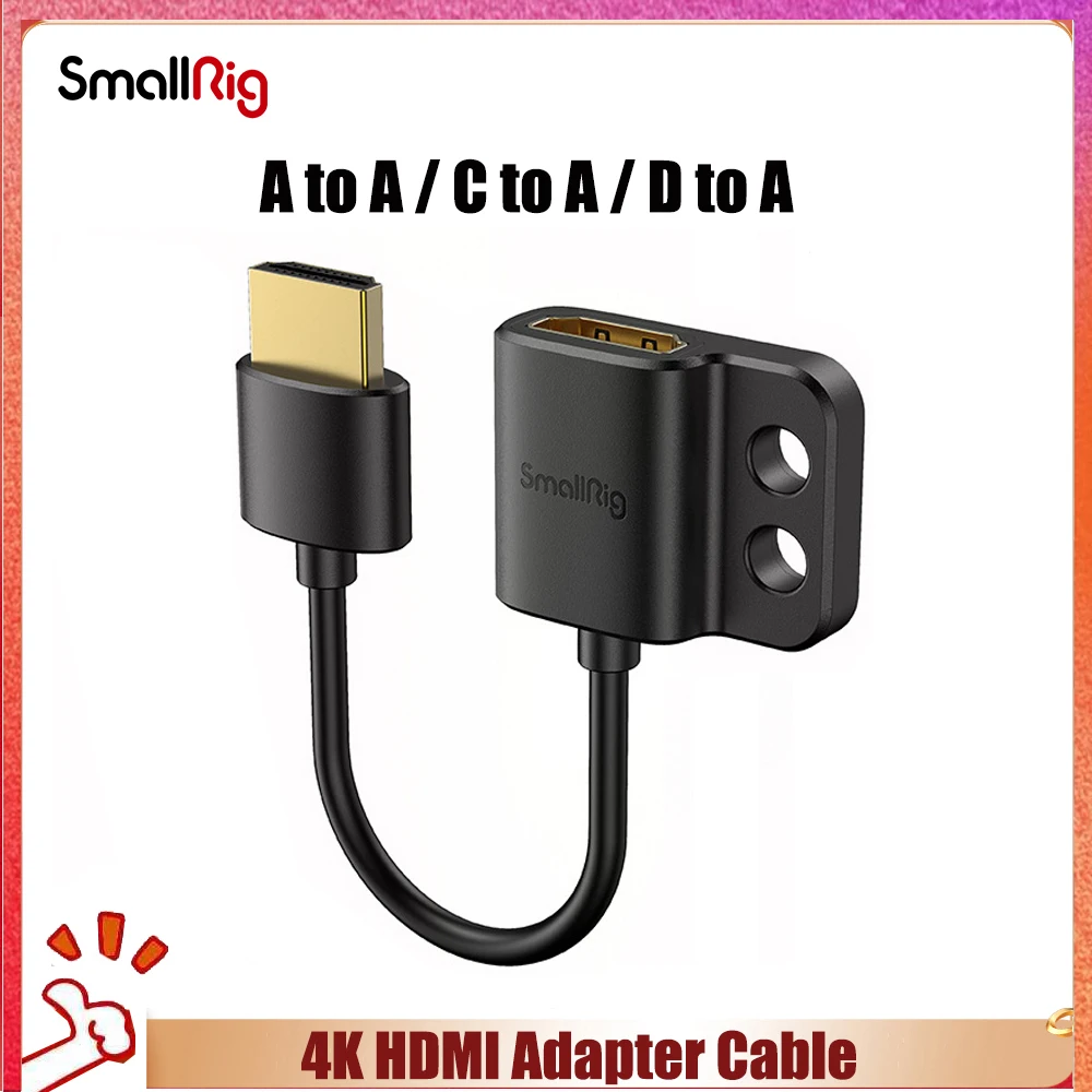 SMALLRIG Cavo HDMI D Ad A 100cm: Ultra Sottile E Flessibile 4K Per Fotocamere Sony E FUJIFILM