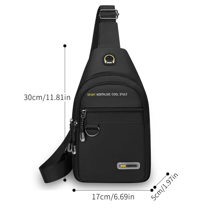 Men's chest bag - multifunctional multi compartment chest bag, durable nylon for outdoor travel, hiking and daily use, sports de