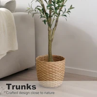 Olive Trees Artificial Indoor, 5.25/6.10/7.10FT Tall Faux Olive Tree with Black Pot, Artificial Plants with Natural Wood Trunk and Lifelike Fruits for Home Office Decor 4