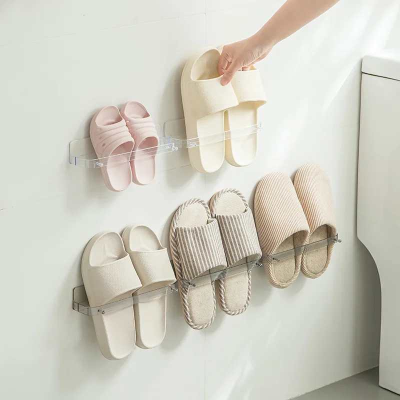 Wall-mounted Bathroom Slipper Organizer Storage Rack Save Space