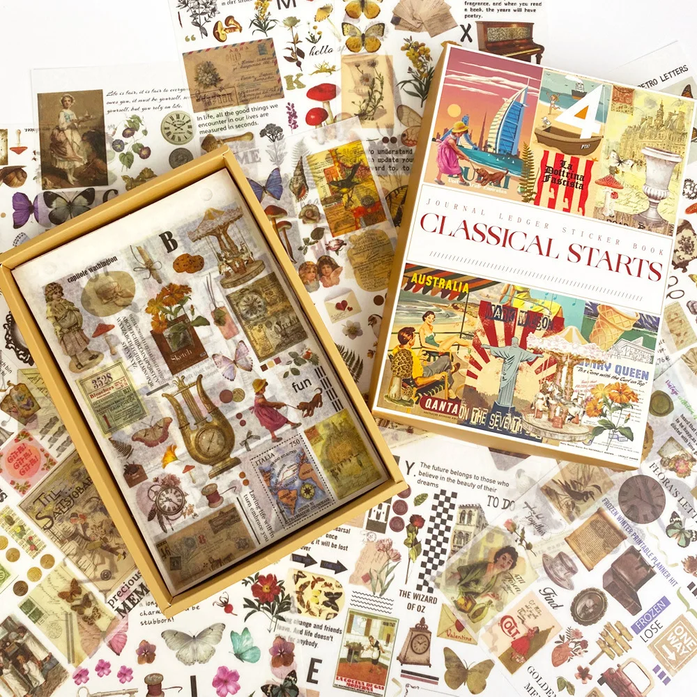 1562pcs Vintage Scrapbook Supplies Pack Junk Journal Planners Aesthetic Flower Frames Stickers Collage Album Scrapbooking