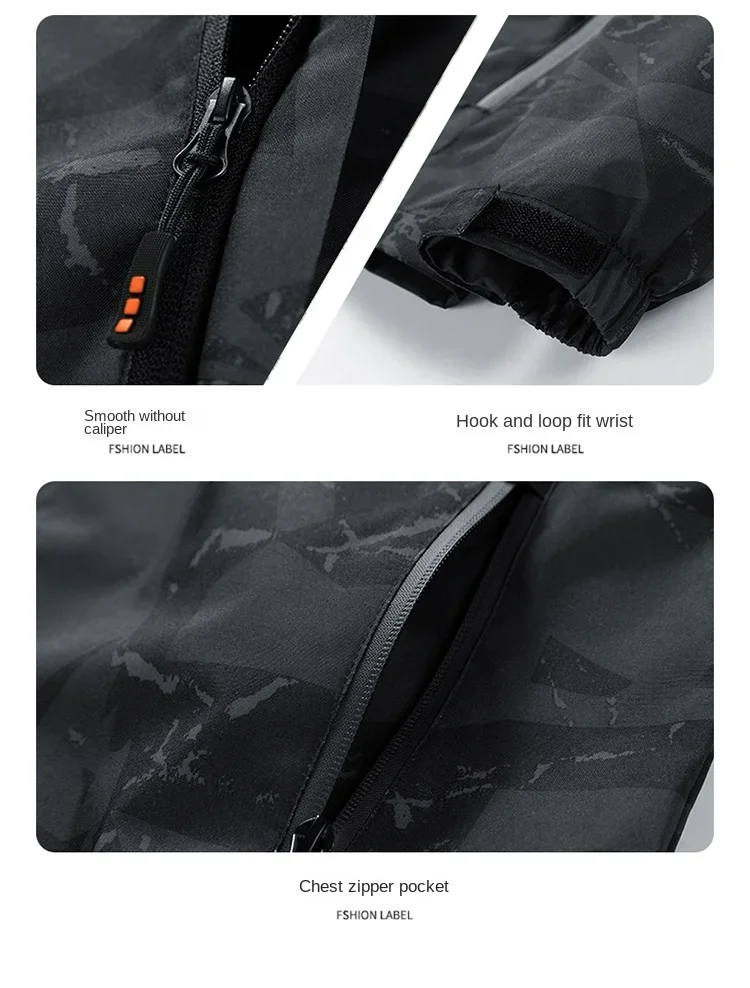 용수철 남성용 바람막이 루즈 방수 후드 코트, 야외 레저 전술 캠핑 카모 재킷, 남성용 작업복, 한국 패션