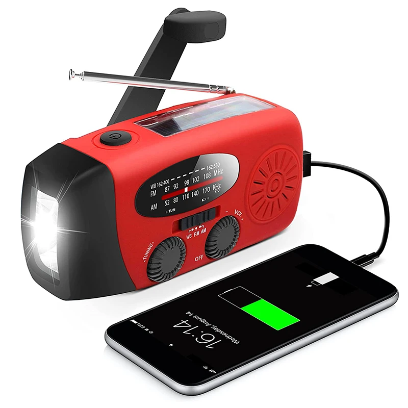 

3 in 1 Emergency Charger Portable Radio with Power Bank Hand Crank Solar Charger Portable Radio Weather Band Radio